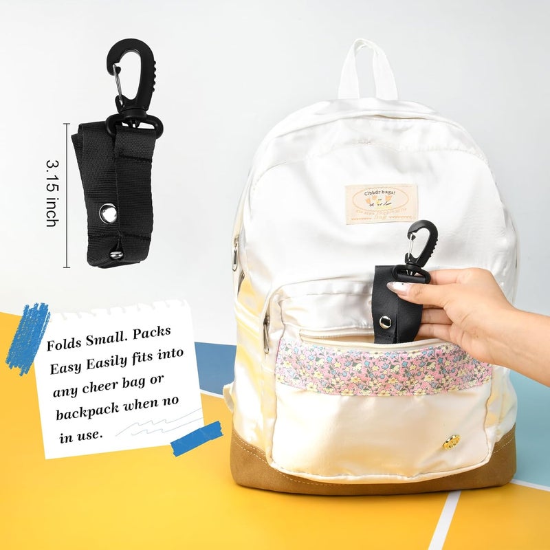 CEELGON 2 PCS Pom Pom Holder Hanger with Snap Button for Backpack Cheerleader Team Tags Cheer Bag Strap Accessories Cheerleading Essentials (Black) - Image 5
